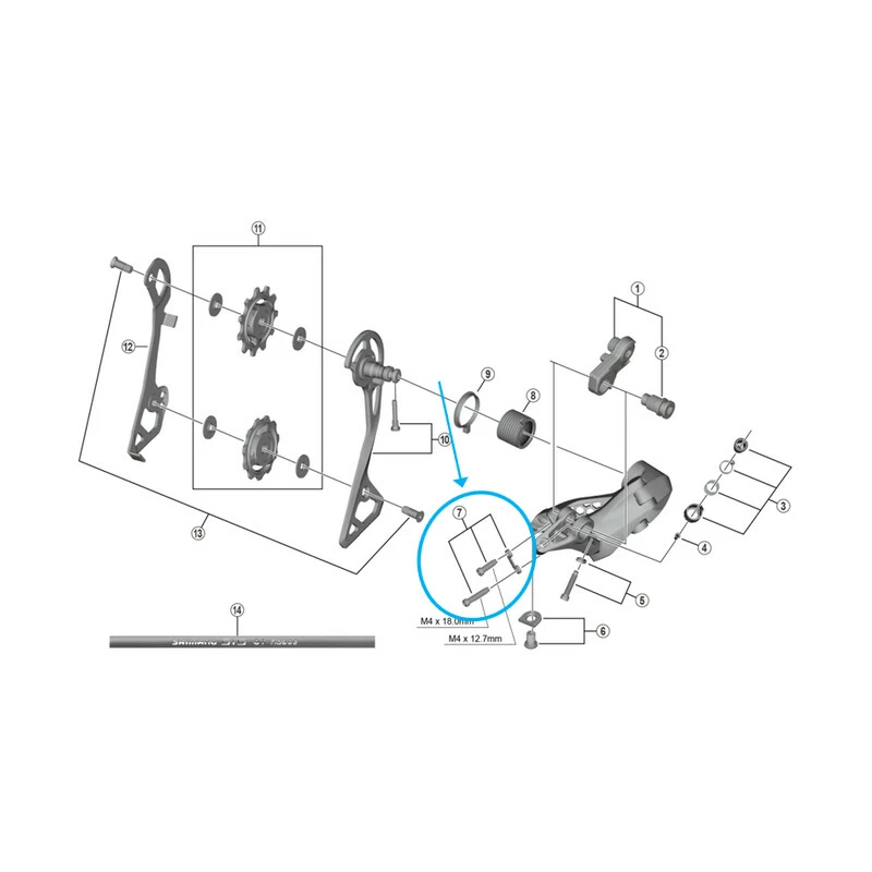Shimano Anschlagschrauben RD-R8000 Mit Platte 1 Shimano Anschlagschrauben RD-R8000 Mit Platte